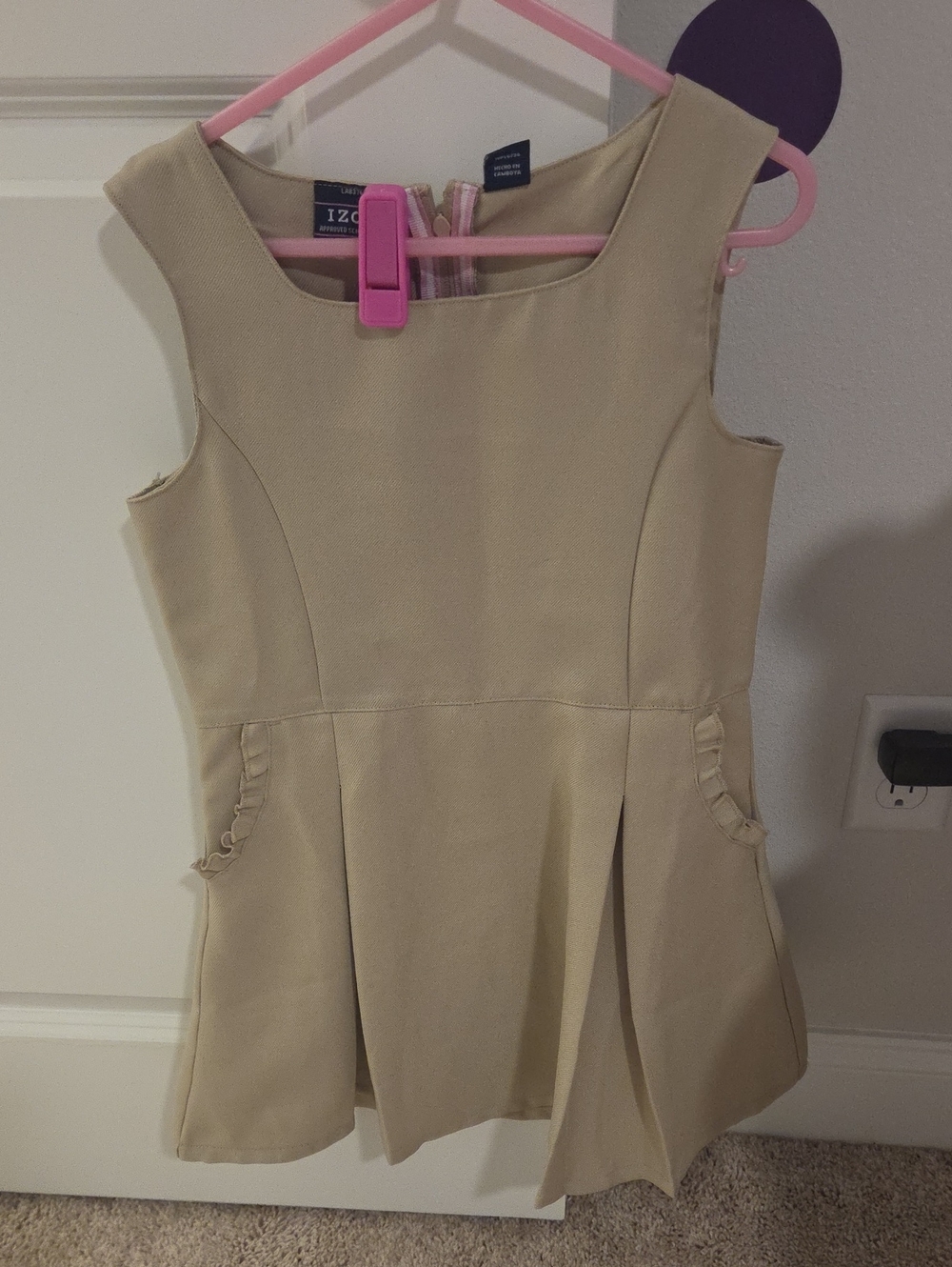 Izod Beige Sleeveless Peplum Uniform Dress